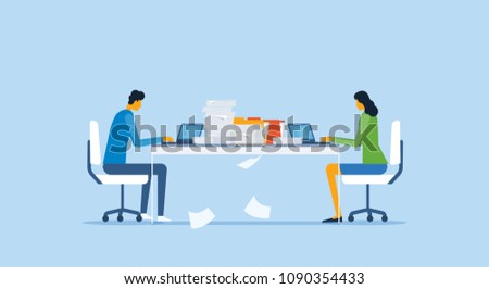 flat vector group business team meeting for working together and project brainstorming and research concept
