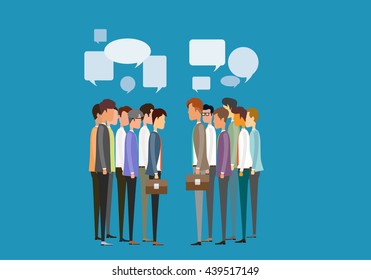 flat vector group people business partnership meeting and  communication concept