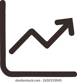 Flat vector growth chart icon. Symbol of increasing data, business success, analytics, and progress. Perfect for finance, marketing, or infographic designs. EPS10 with JPG preview.