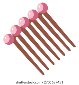 Acessório de cabelo vetor plano com contas rosa. Ilustração desenhada à mão