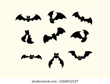 Flat Vector Halloween Bats Collection (Dark)