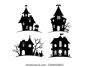 Flat Vector Halloween House Collection (Dark)