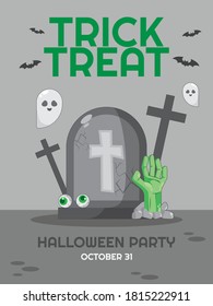 flat vector of Halloween poster/banner/background with grave.