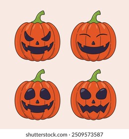 Flat vector Halloween Pumpkin icon illustration
