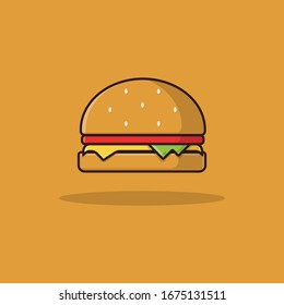 Flat Vector Hamburger With Different Taste from Standard Hamburger, Double , and Triple Cheesburger with pickles and tomato