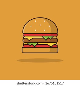 Flat Vector Hamburger With Different Taste from Standard Hamburger, Double , and Triple Cheesburger with pickles and tomato