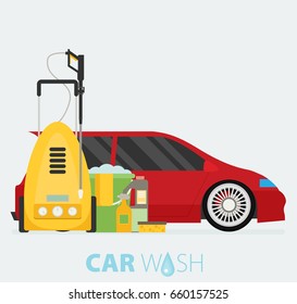Flat vector hand car wash
