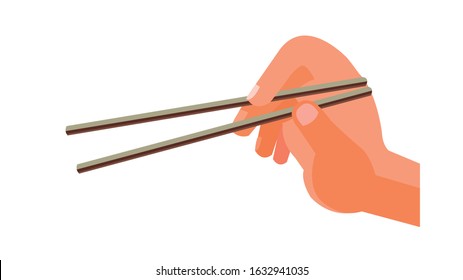 Flat vector hand and chopsticks