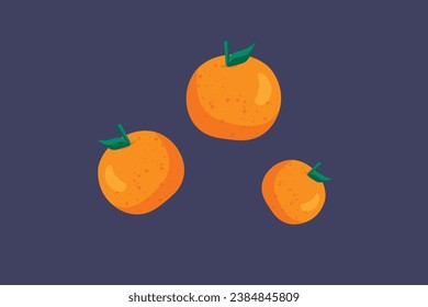 Flache Vektorgrafik, handgezeichnet, bunte Zitrusfrüchte, Illustration Mandarin Orange