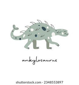 Flat vector Flat hand drawn vector illustration of ankylosaurus dinosaur