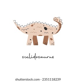 Flat vector Flat hand drawn vector illustration of scelidosaurus dinosaur