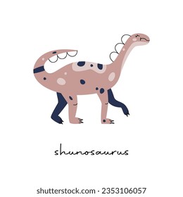 Flat vector Flat hand drawn vector illustration of shunosaurus dinosaur