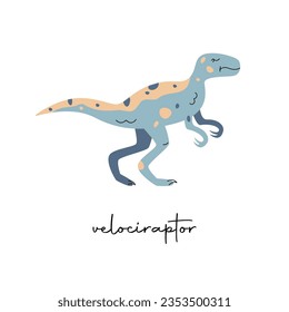 Flat vector Flat hand drawn vector illustration of velociraptor dinosaur