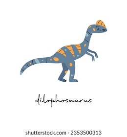 Vector plano Ilustración vectorial de mano plana de dilofosauro dinosaurio