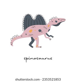 Flat vector Flat hand drawn vector illustration of spinosaurus dinosaur