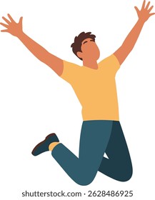 Flat Vector of Happy Jumping Man