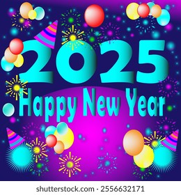 Flat vector happy new year greeting card