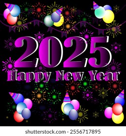 Flat vector happy new year greeting card