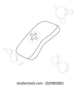 flat vector of health body soap, to protect our body from bacteria ,with many bubbles around