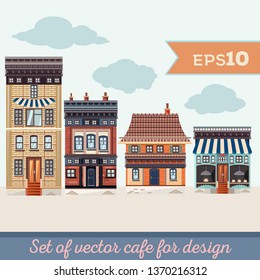 Flat vector high detailed house design in cute retro style