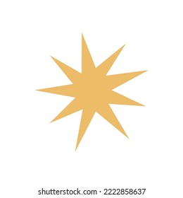 Flat vector hippy boho illustration. Hand drawn retro groovy stars. Clipart elements isolated on white background