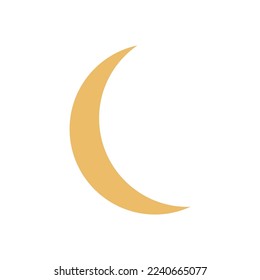 Flat vector hippy boho illustration. Hand drawn retro groovy crescent silhouette. Clipart elements isolated on white background