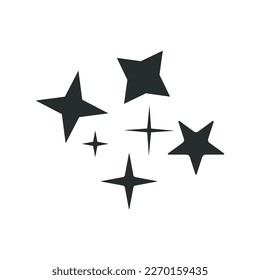 Flat vector hippy boho illustration. Hand drawn retro groovy stars. Clipart elements isolated on white background