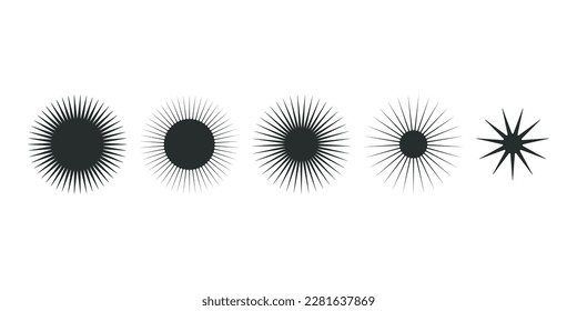 Flat vector hippy boho illustration. Hand drawn retro groovy elements, star, sun. Clipart elements isolated on white background