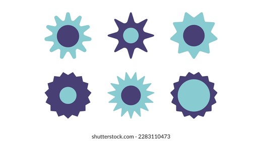 Flat vector hippy boho illustration. Hand drawn retro groovy elements, flowers and blossoms. Clipart elements isolated on white background