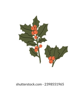 Flache Vektorgrafik von Holly-Beeren