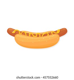 flat vector Hot Dog, Hot Dog Food, Loaf of bread, sausage, mustard