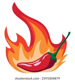 Flat Vector of Hot Pepper Chili for Mexico