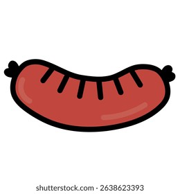 Flat vector of a hotdog with mustard in a bun. Cartoon-style food icon suitable for menu design, snack branding, or fast food packaging.