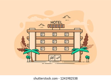 flat vector hotel building, Travel and tourism concept.