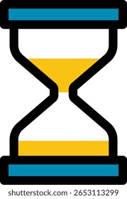 Icono de reloj de arena de Vector plano con un contorno negro audaz y un diseño de color mínimo para la interfaz de usuario de Web y las infografías de gestión del tiempo