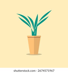 Planta de casa vetor plana em vaso de flores estilo minimalista