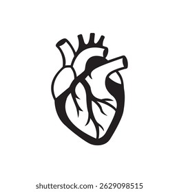Diseño de silueta de corazón humano de Vector plano