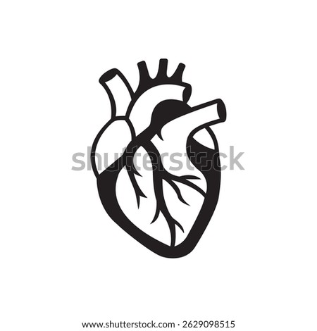 Flat vector human heart silhouette design