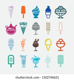 Flat vector ice cream illustration. Ice cream icon set. 