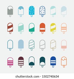 Flat vector ice cream illustration. Ice cream icon set. 