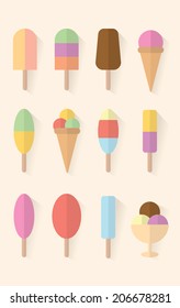 Flat vector Ice cream set. Illustration
