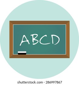 Flat vector icon of ABCD on Green Board for Mobile & Computer