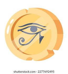 Flat vector icon of an ancient egyptian coin 