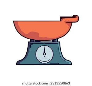 Flat vector icon of antique kitchen balance isolated