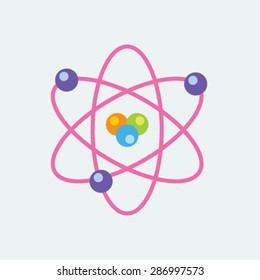 Flat vector icon of Atom for Mobile & Computer