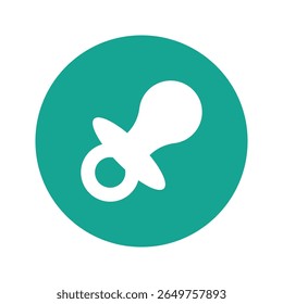Ícone de vetor plano de uma chupeta de bebê (chupeta). Símbolo de cuidados a recém-nascidos, produtos para bebês, pais e material para bebês. Ideal para produtos infantis, clínicas, nascimento ou projetos relacionados à família.