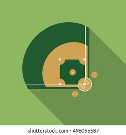 A Flat Vector Icon Of A Baseball Diamond With A Long Shadow