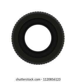 Flat vector icon of black car tire. Transport theme. Element for promo banner or poster of auto service