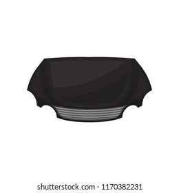 Flat vector icon of black hood or bonnet of automobile. Metal part of car. Auto theme