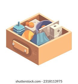 Flat vector icon of box with toys icon isolated